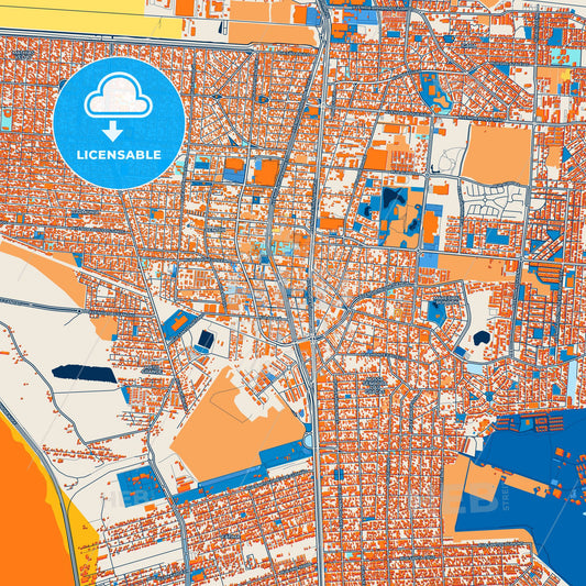 Colorful Canoas Street Map with Labels and Buildings