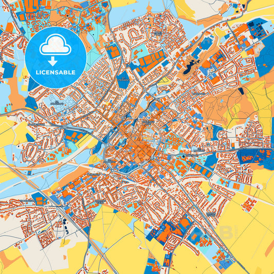 Colorful Canterbury Street Map with Labels and Buildings