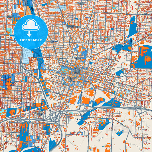 Colorful Canton Street Map with Labels and Buildings