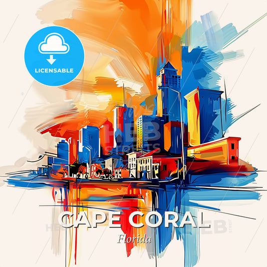Vibrant Cape Coral, Florida - A Painting Of A City - Square format print template