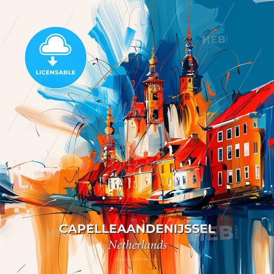 Vibrant Capelleaandenijssel, Netherlands - A Painting Of A City - Square format print template