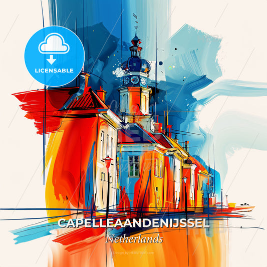 Vibrant Capelleaandenijssel, Netherlands - A Painting Of A Building - Square format print template