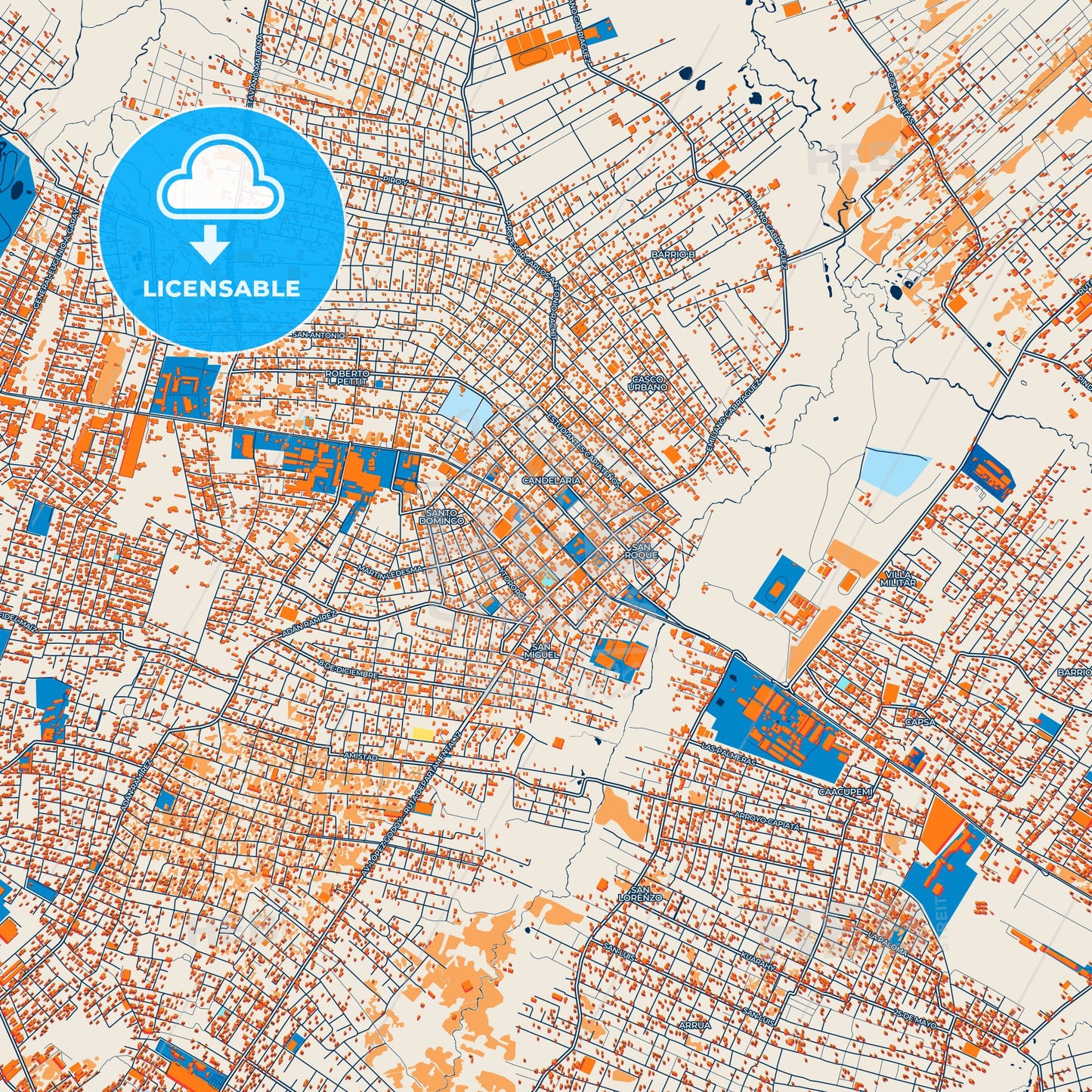 Colorful Capiata Street Map with Labels and Buildings