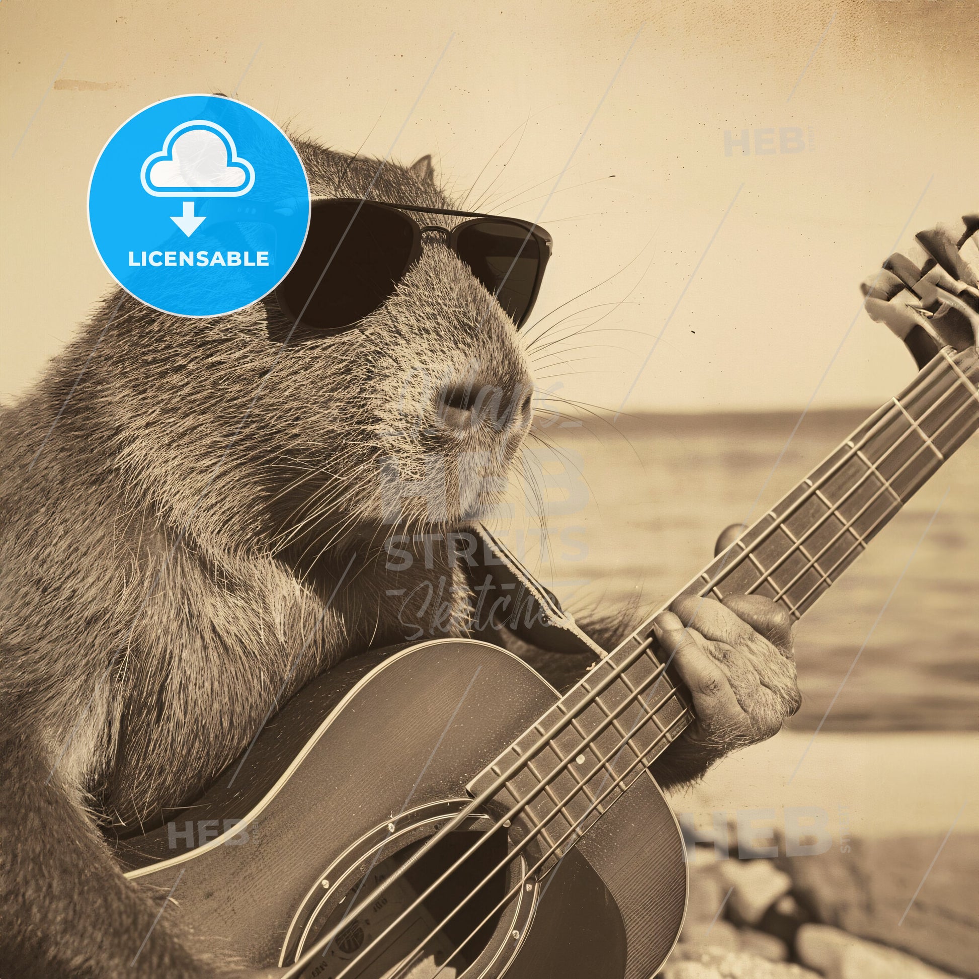 A Animal Wearing Sunglasses And Playing A Guitar