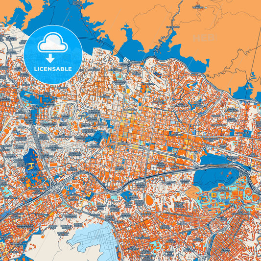 Colorful Caracas Street Map with Labels and Buildings