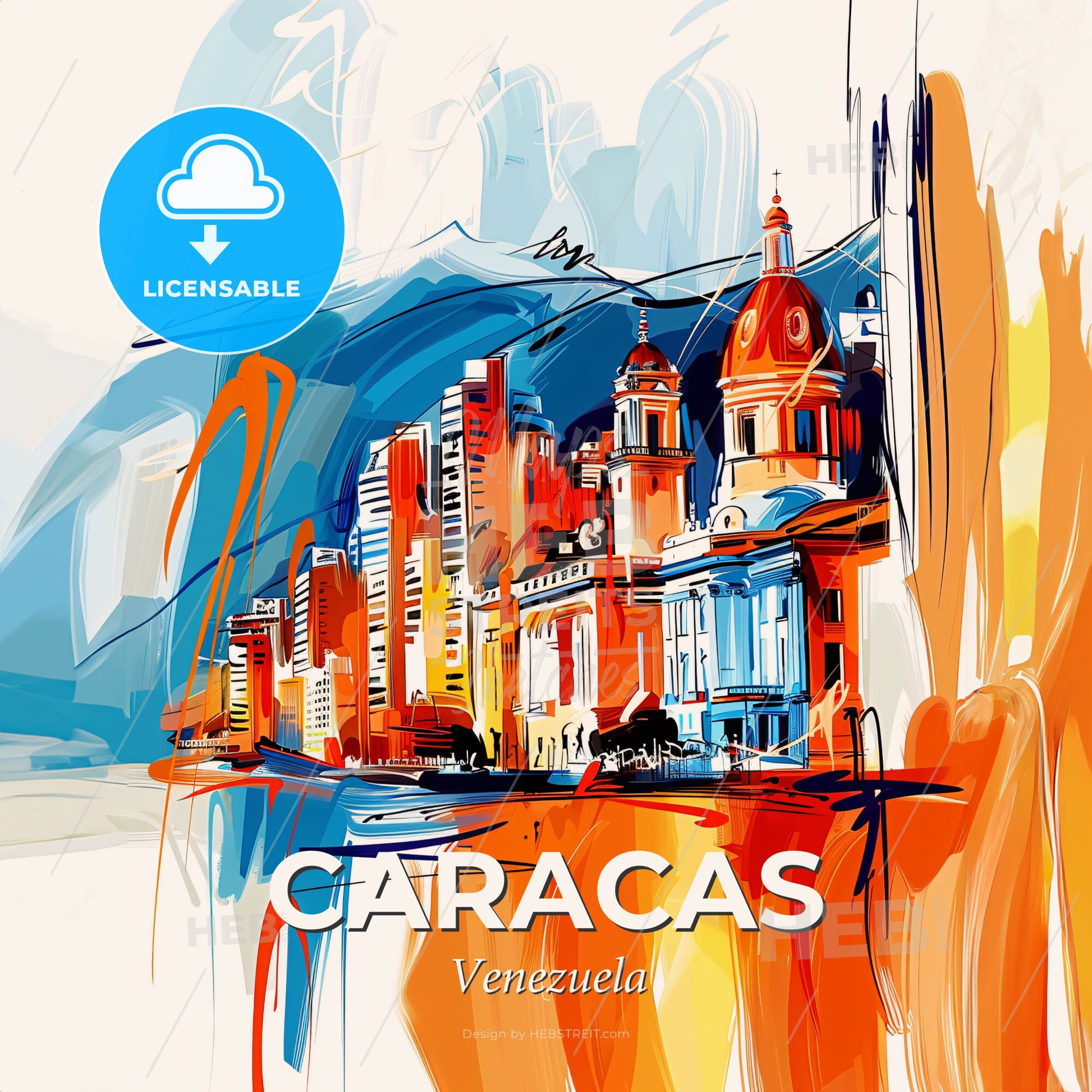 Vibrant Caracas, Venezuela - A Painting Of A City - Square format print template