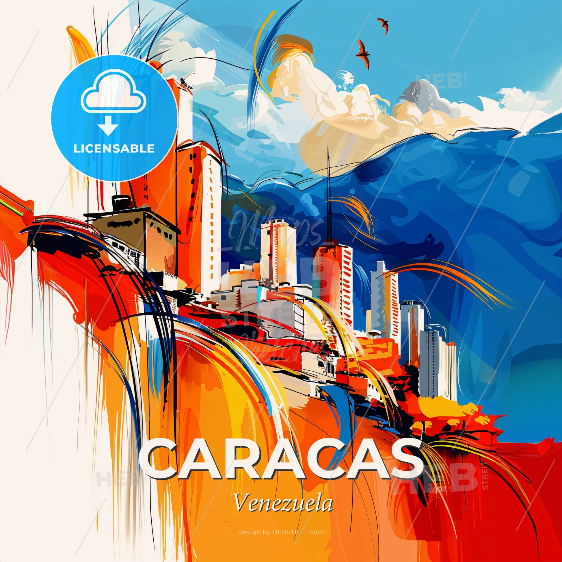 Vibrant Caracas, Venezuela - A Painting Of A City - Square format print template