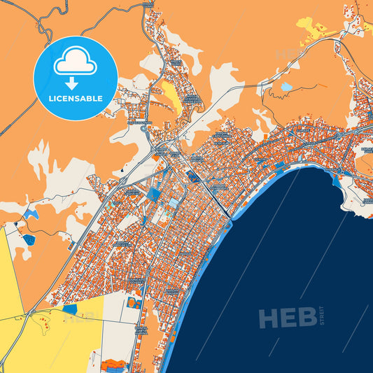 Colorful Caraguatatuba Street Map with Labels and Buildings