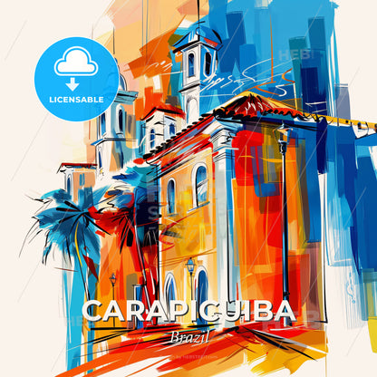 Vibrant Carapicuiba, Brazil - A Painting Of A Building - Square format print template