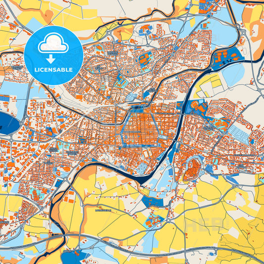 Colorful Carcassonne Street Map with Labels and Buildings