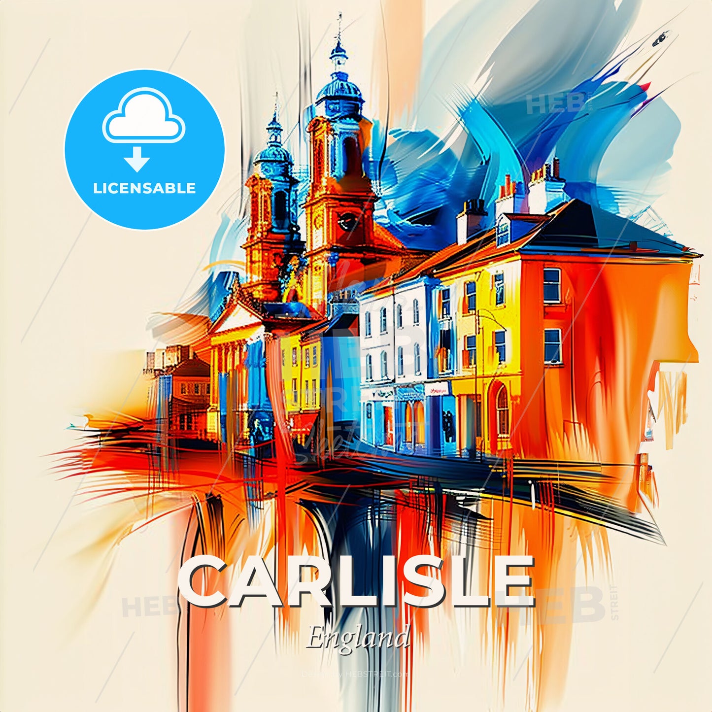 Vibrant Carlisle, England - A Colorful Painting Of Buildings - Square format print template
