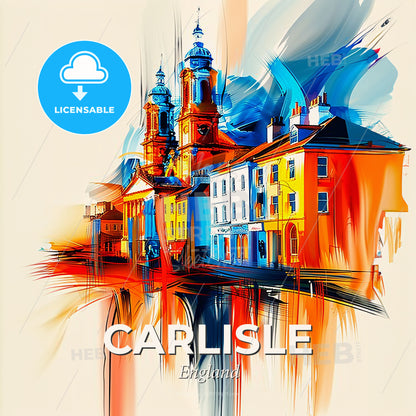 Vibrant Carlisle, England - A Colorful Painting Of Buildings - Square format print template