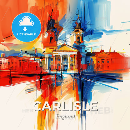 Vibrant Carlisle, England - A Painting Of A Building - Square format print template