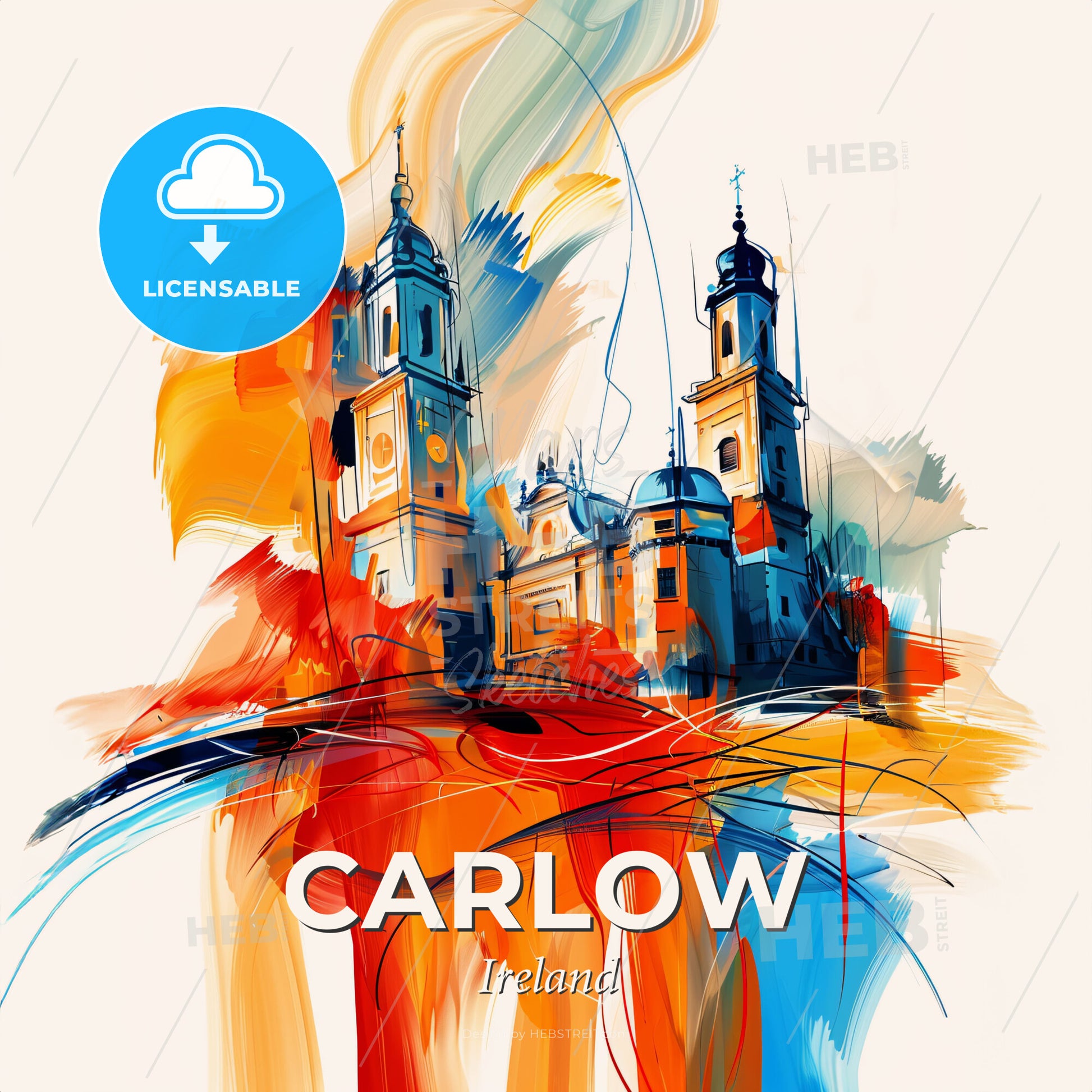 Vibrant Carlow, Ireland - A Painting Of A Building - Square format print template