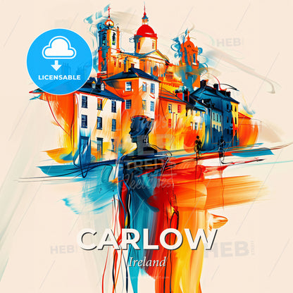 Vibrant Carlow, Ireland - A Painting Of A City - Square format print template