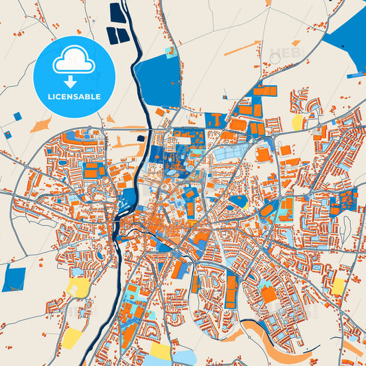 Colorful Carlow Street Map with Labels and Buildings
