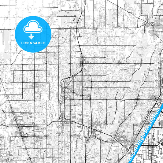 Carmel, Indiana light map with streetnames, citynames and districts