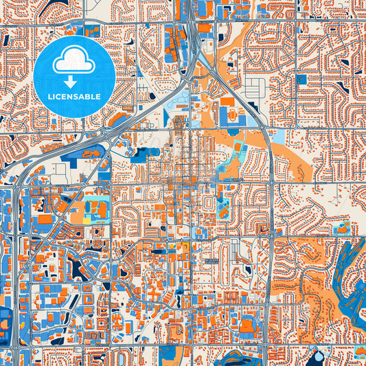 Colorful Carmel Street Map with Labels and Buildings