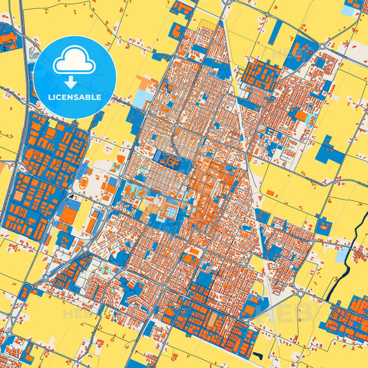 Colorful Carpi Street Map with Labels and Buildings