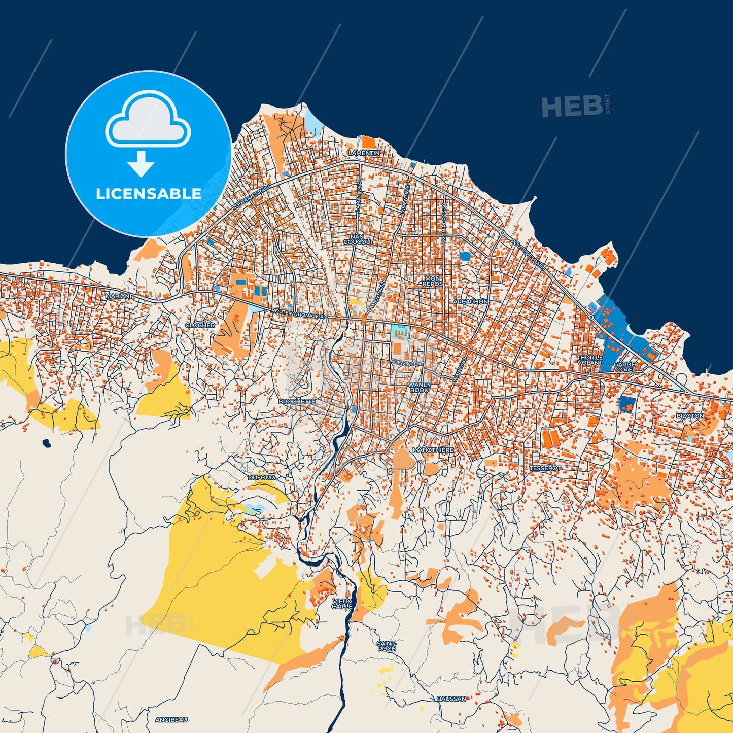 Colorful Carrefour Street Map with Labels and Buildings