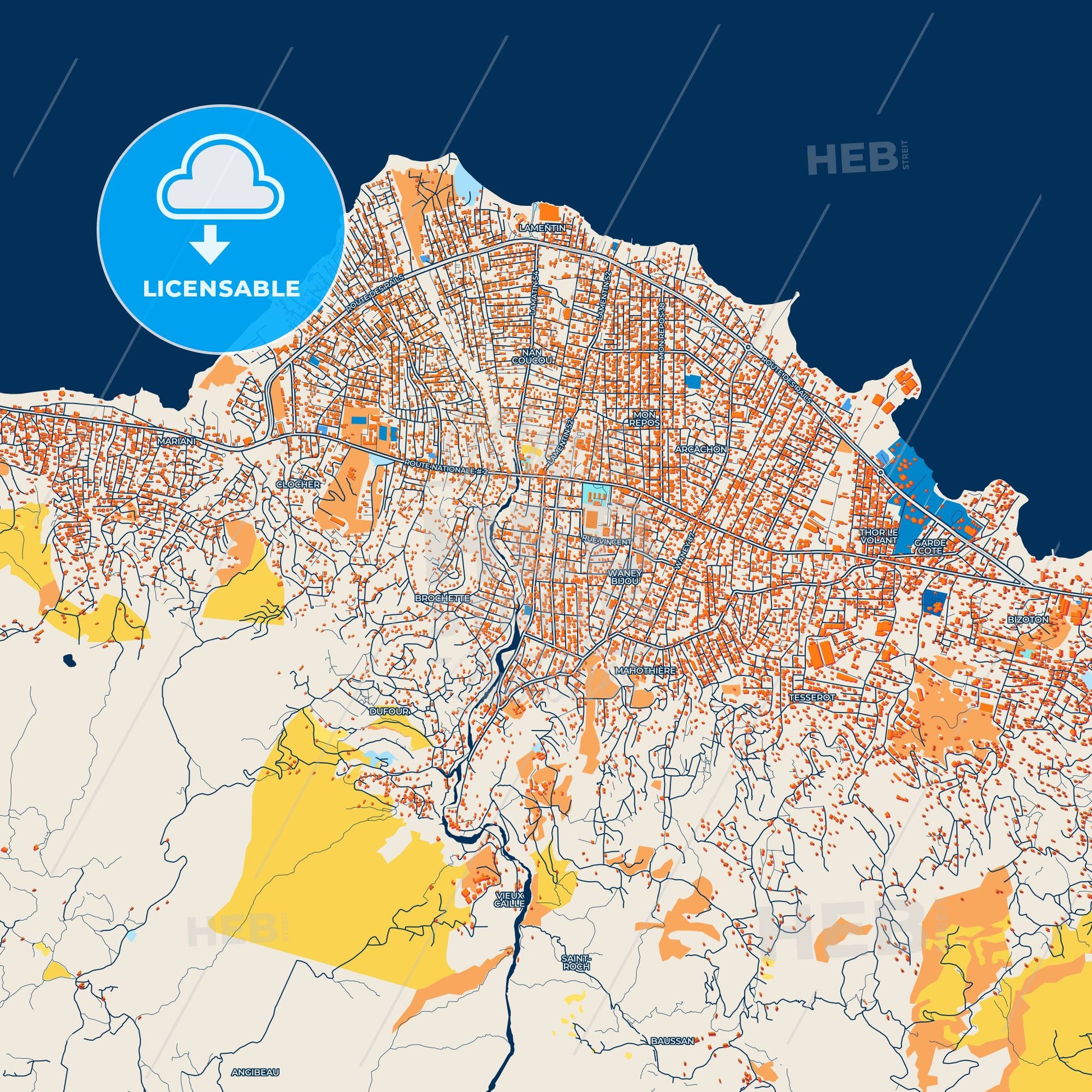 Colorful Carrefour Street Map with Labels and Buildings