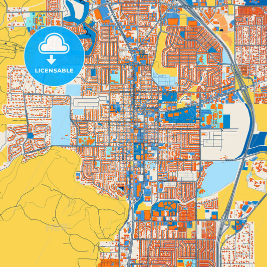 Colorful Carson City Street Map with Labels and Buildings