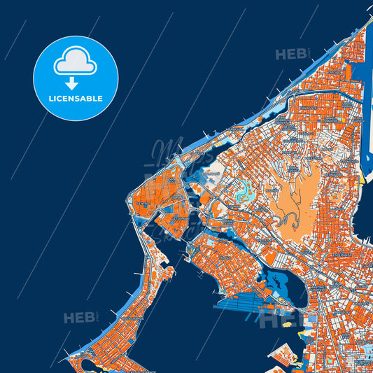 Colorful Cartagena Street Map with Labels and Buildings
