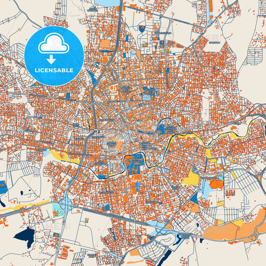 Colorful Caruaru Street Map with Labels and Buildings