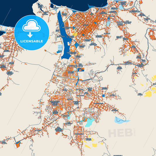Colorful Carupano Street Map with Labels and Buildings