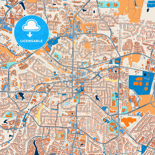 Colorful Cary Street Map with Labels and Buildings