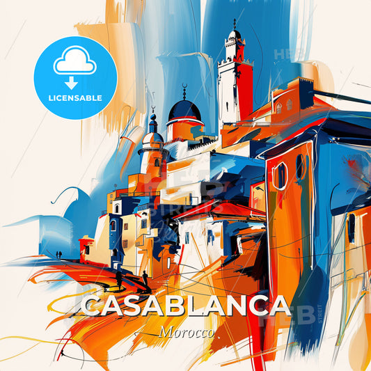 Vibrant Casablanca, Morocco - A Painting Of A City - Square format print template