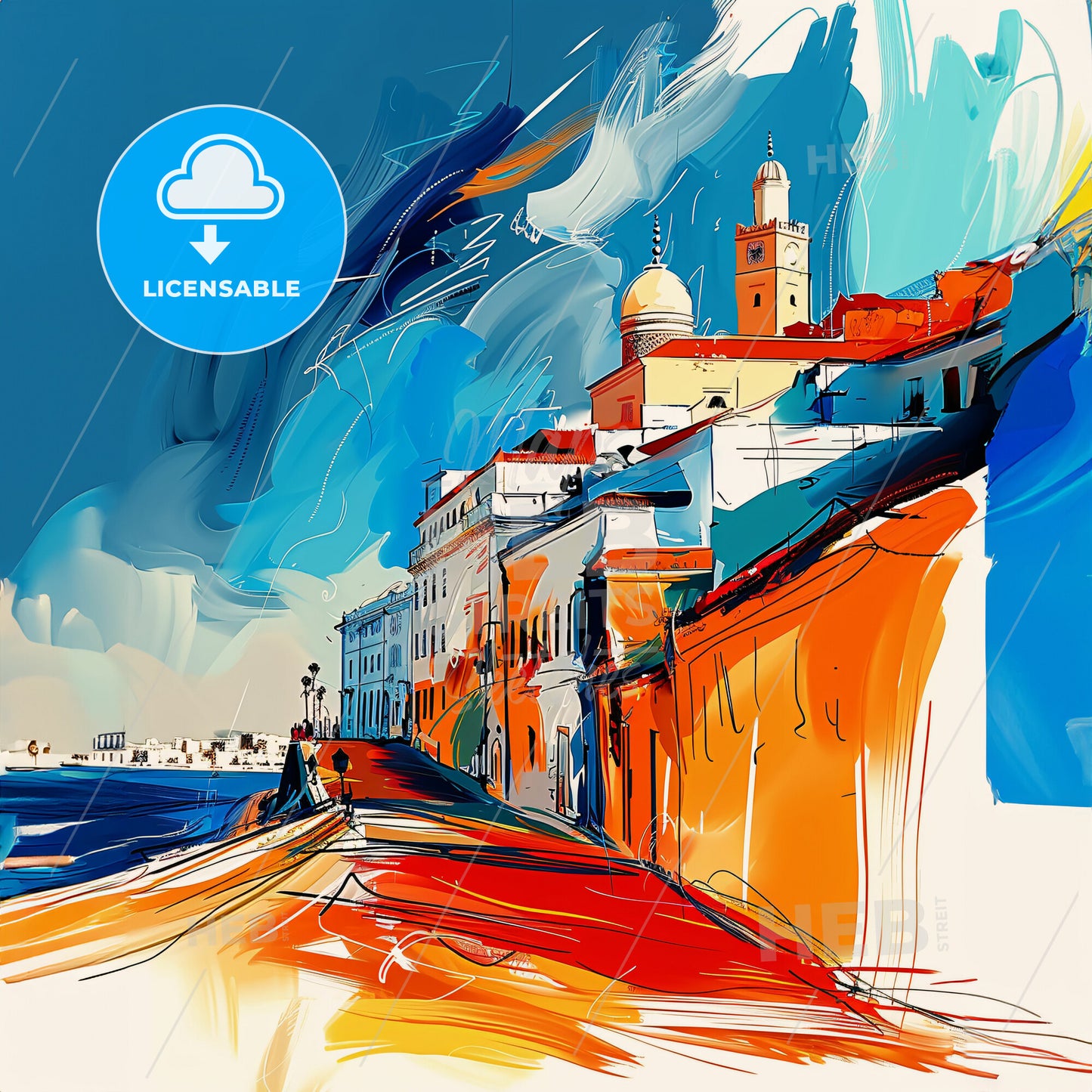 Vibrant Casablanca, Morocco - A Painting Of A City By The Water