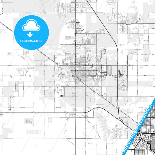 Casa Grande, Arizona light map with streetnames, citynames and districts