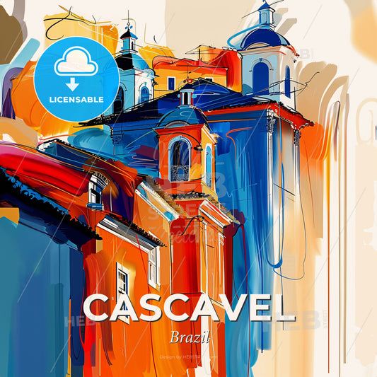 Vibrant Cascavel, Brazil - A Painting Of A Building - Square format print template