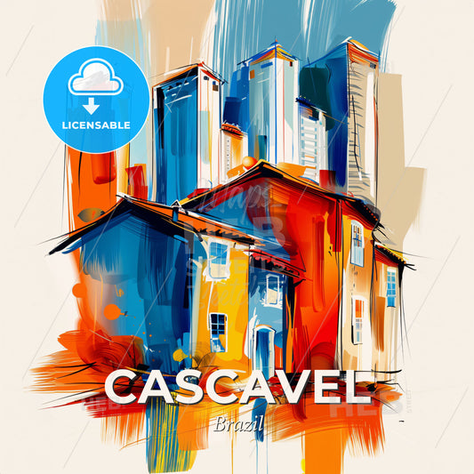 Vibrant Cascavel, Brazil - A Painting Of A Building - Square format print template