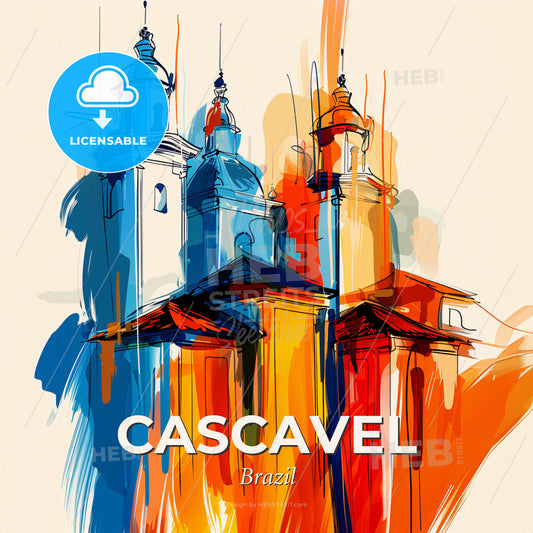 Vibrant Cascavel, Brazil - A Colorful Drawing Of A Building - Square format print template