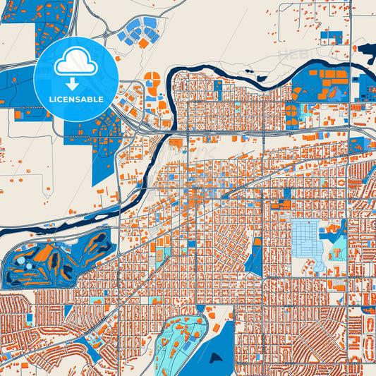 Colorful Casper Street Map with Labels and Buildings