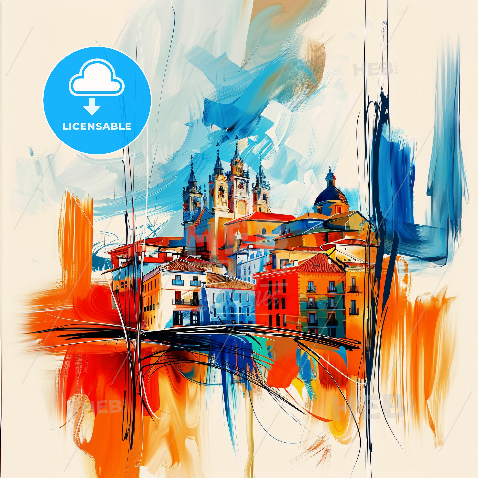 Vibrant Castelló De La Plana, Spain - A Painting Of A City