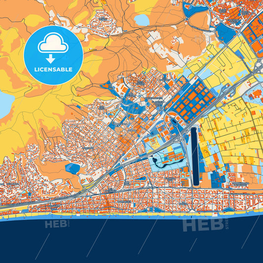 Colorful Castelldefels Street Map with Labels and Buildings