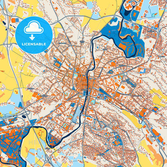 Colorful Castres Street Map with Labels and Buildings