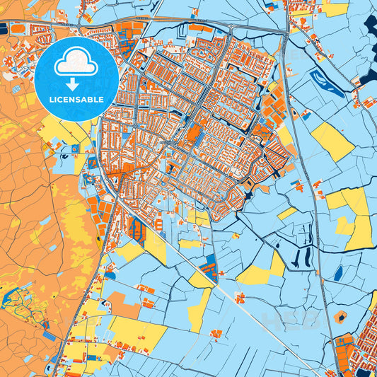 Colorful Castricum Street Map with Labels and Buildings