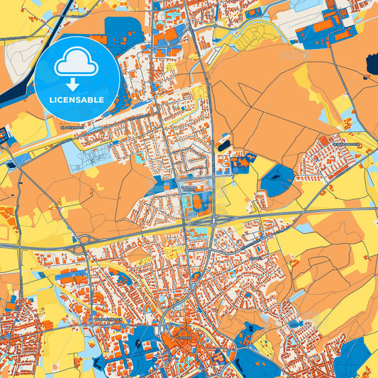 Colorful Castrop-Rauxel Street Map with Labels and Buildings