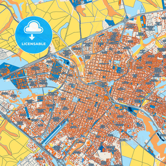 Colorful Catanduva Street Map with Labels and Buildings