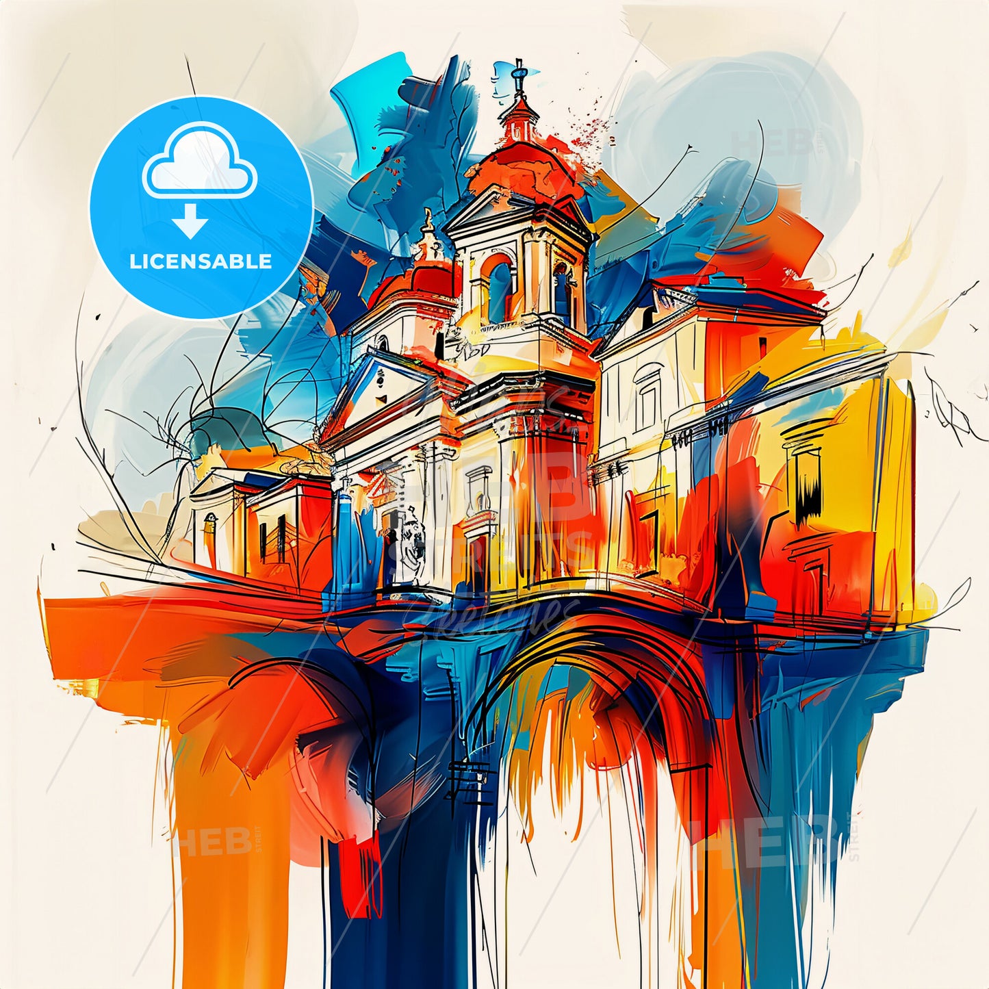 Vibrant Catania , Italy - A Painting Of A Building