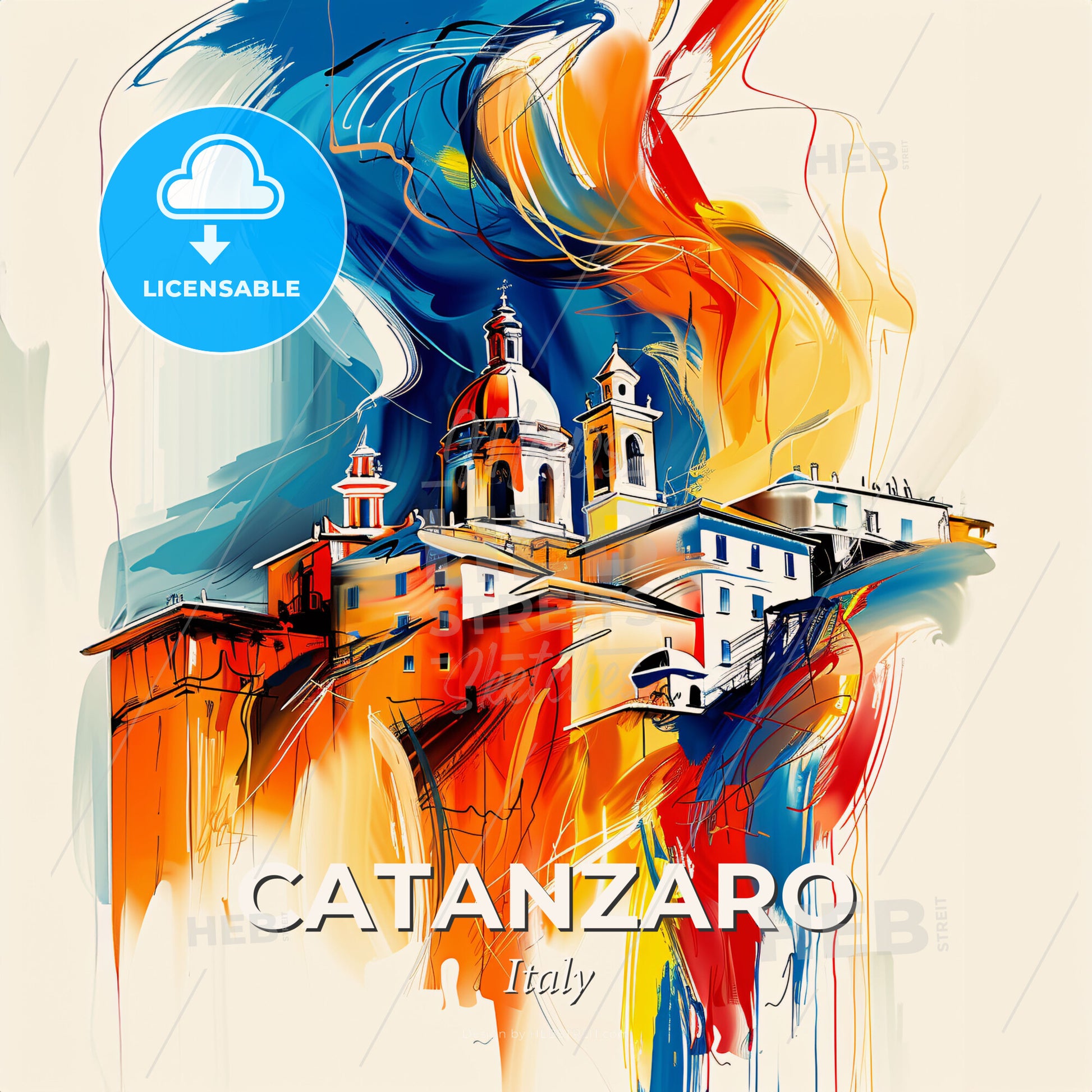 Vibrant Catanzaro, Italy - A Painting Of A Building - Square format print template