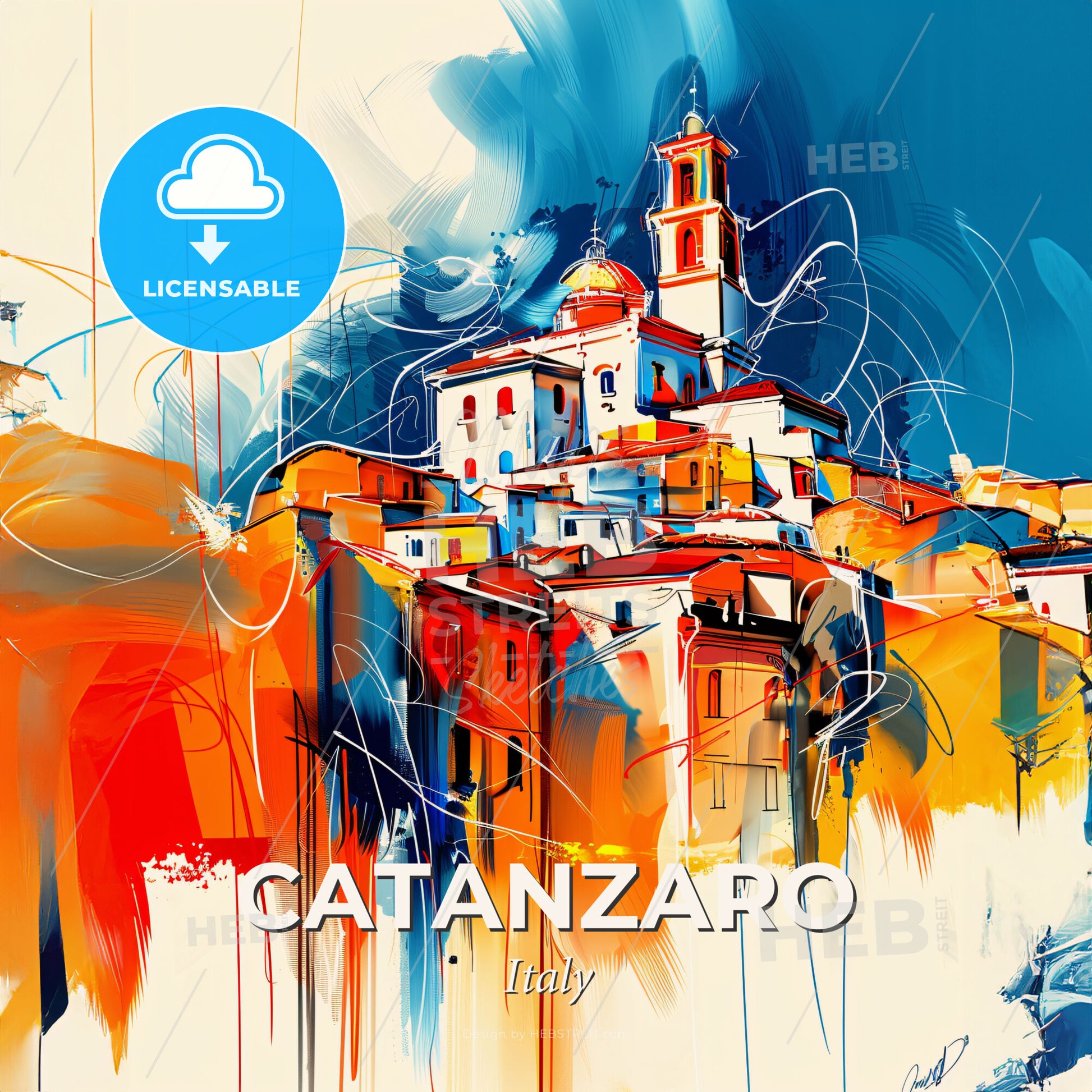 Vibrant Catanzaro, Italy - A Painting Of A City - Square format print template