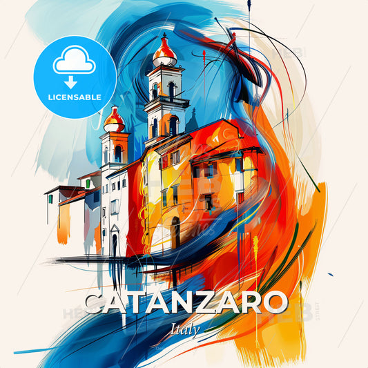 Vibrant Catanzaro, Italy - A Painting Of A Building - Square format print template
