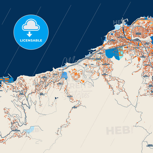 Colorful Catia La Mar Street Map with Labels and Buildings