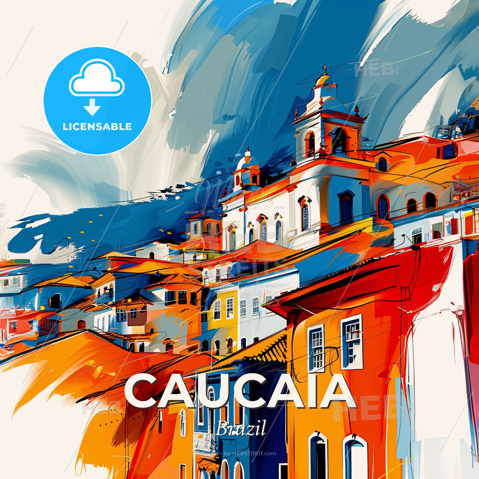 Vibrant Caucaia, Brazil - A Colorful Buildings On A Hill - Square format print template