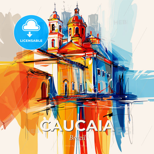 Vibrant Caucaia, Brazil - A Colorful Painting Of A Building - Square format print template